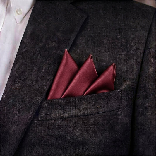 Men's burgundy pocket square, burgundy formal suit pocket square, men's tuxedo accessory, elegant wedding wear