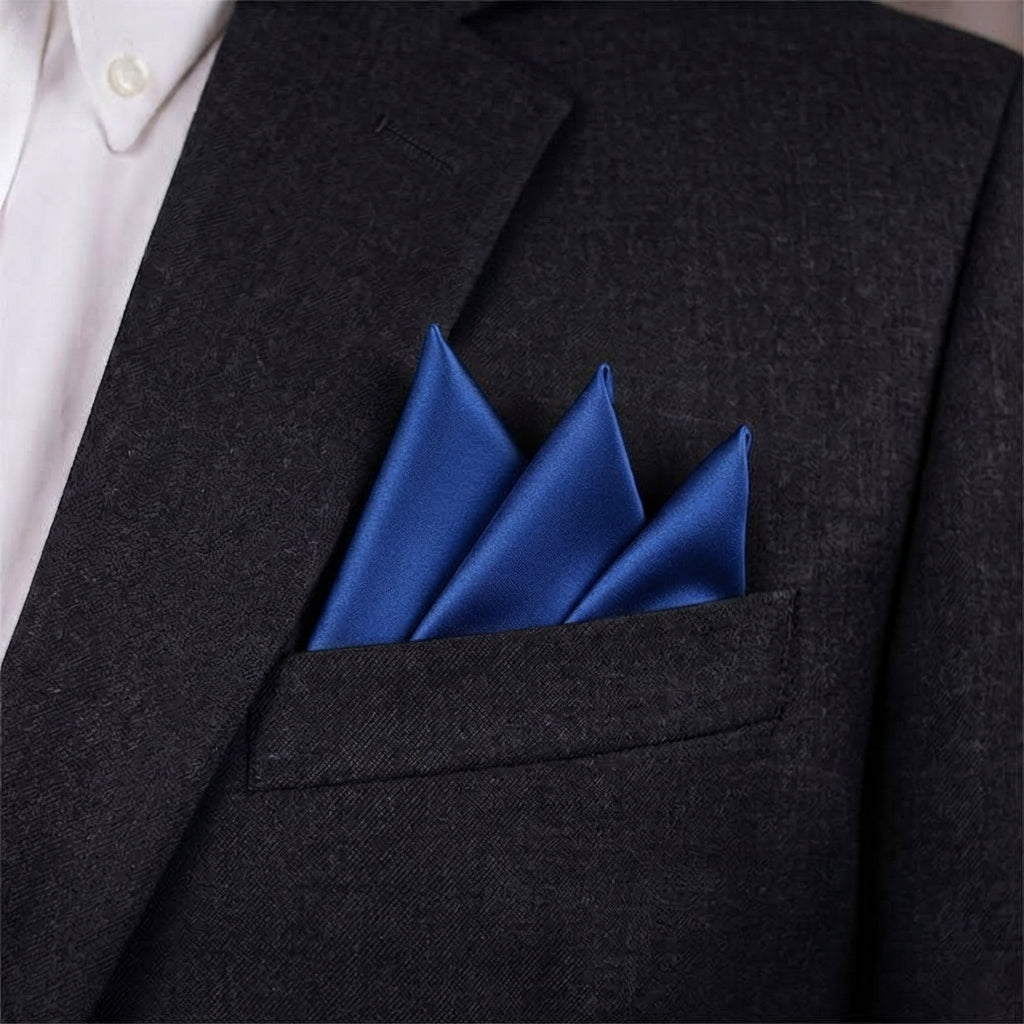 Men's blue pocket square, blue formal suit pocket square, men's tuxedo accessory, elegant wedding wear
