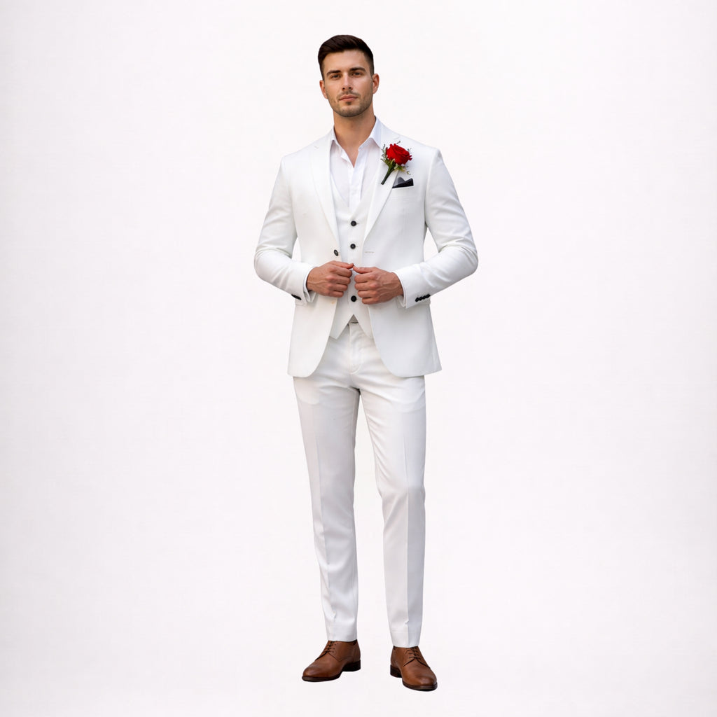 White Slim Fit Wedding Suit