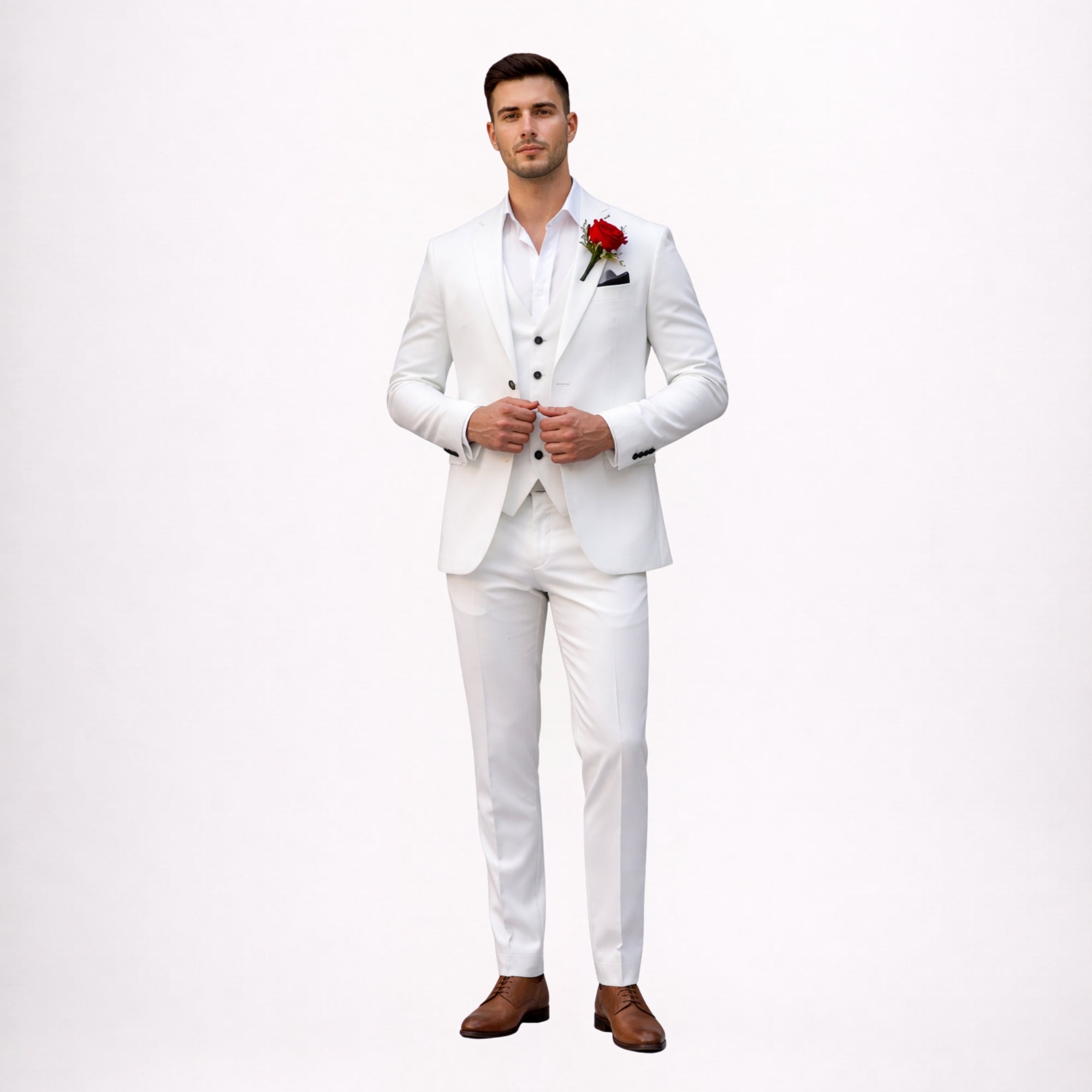 White Slim Fit Wedding Suit
