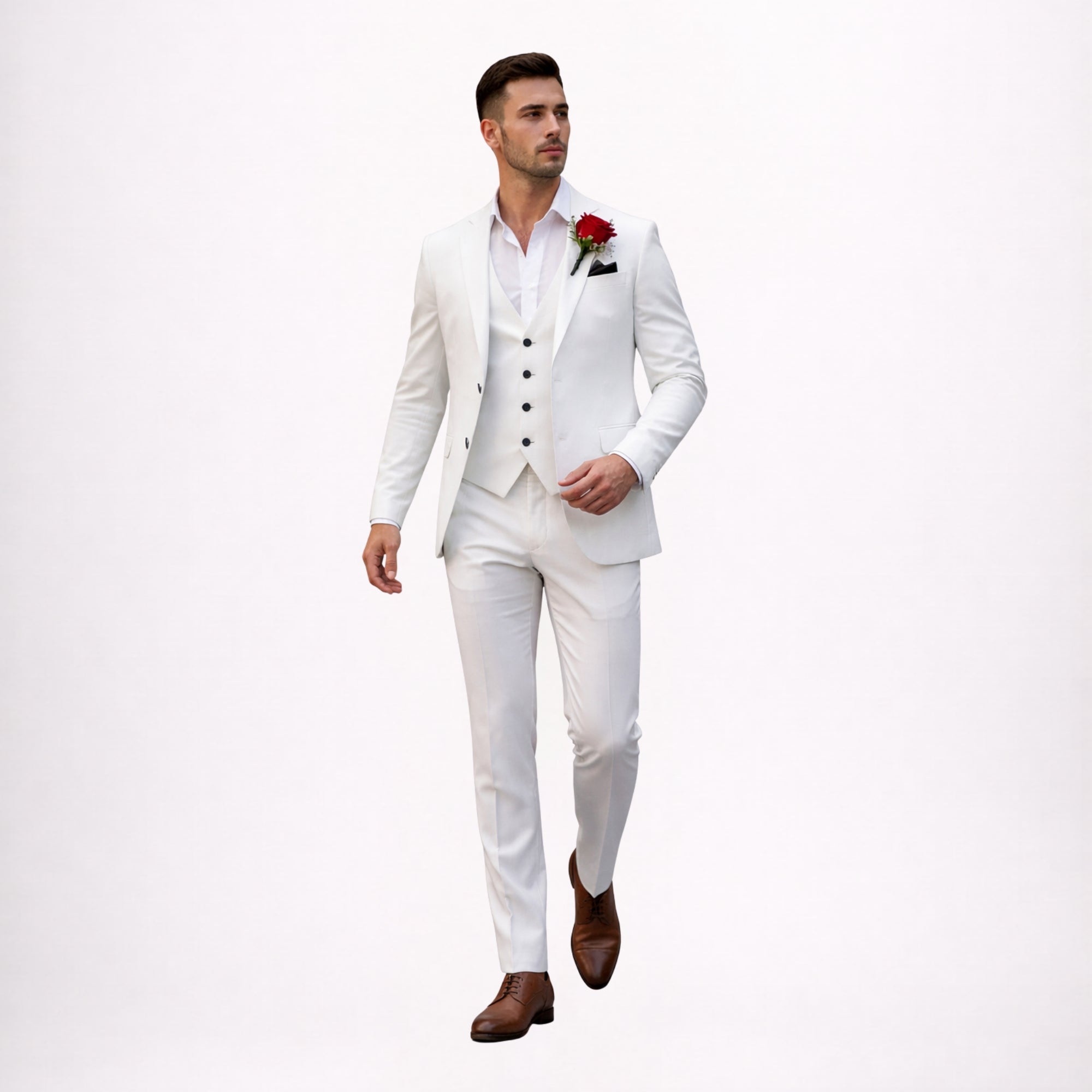 White Slim Fit Wedding Suit