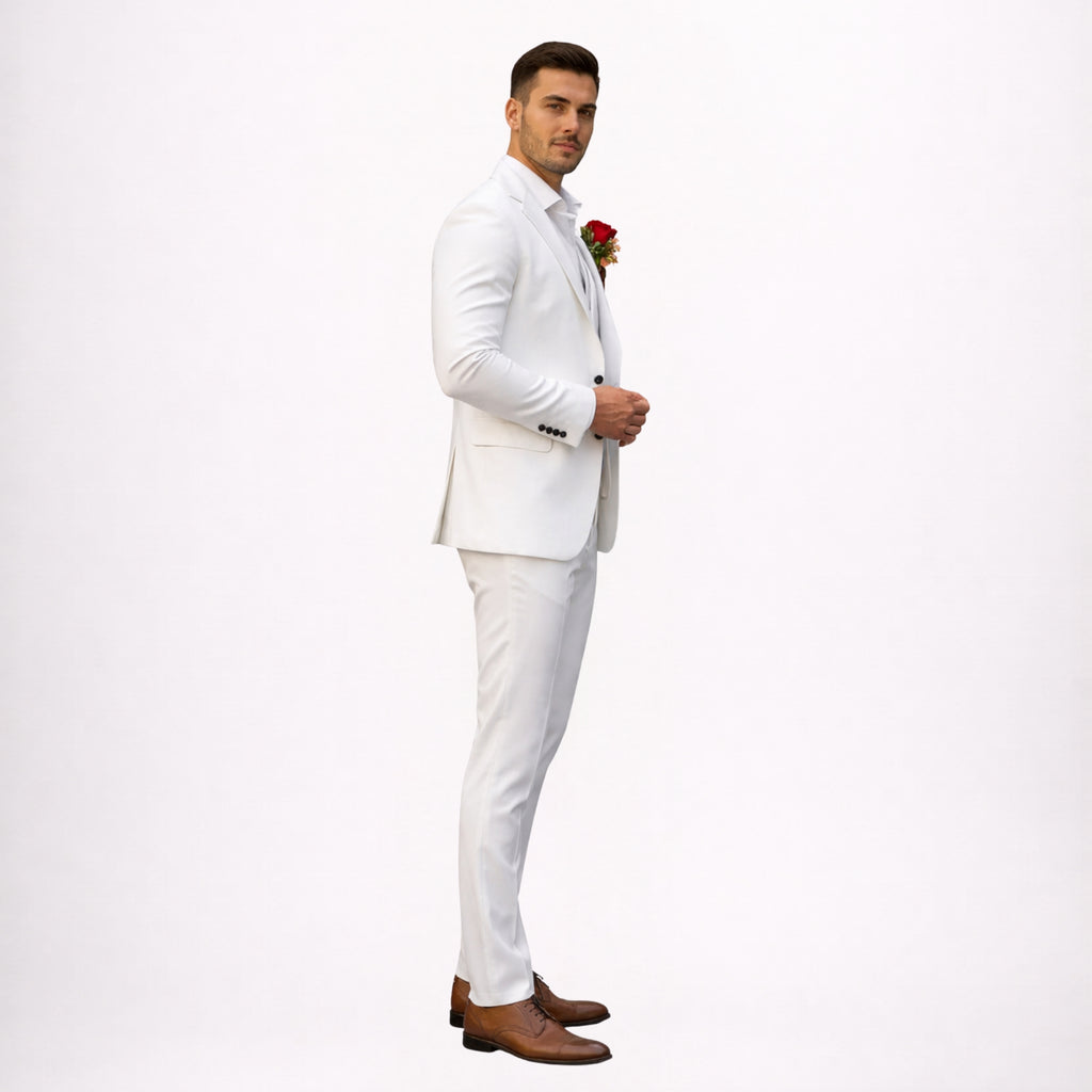 White Slim Fit Wedding Suit