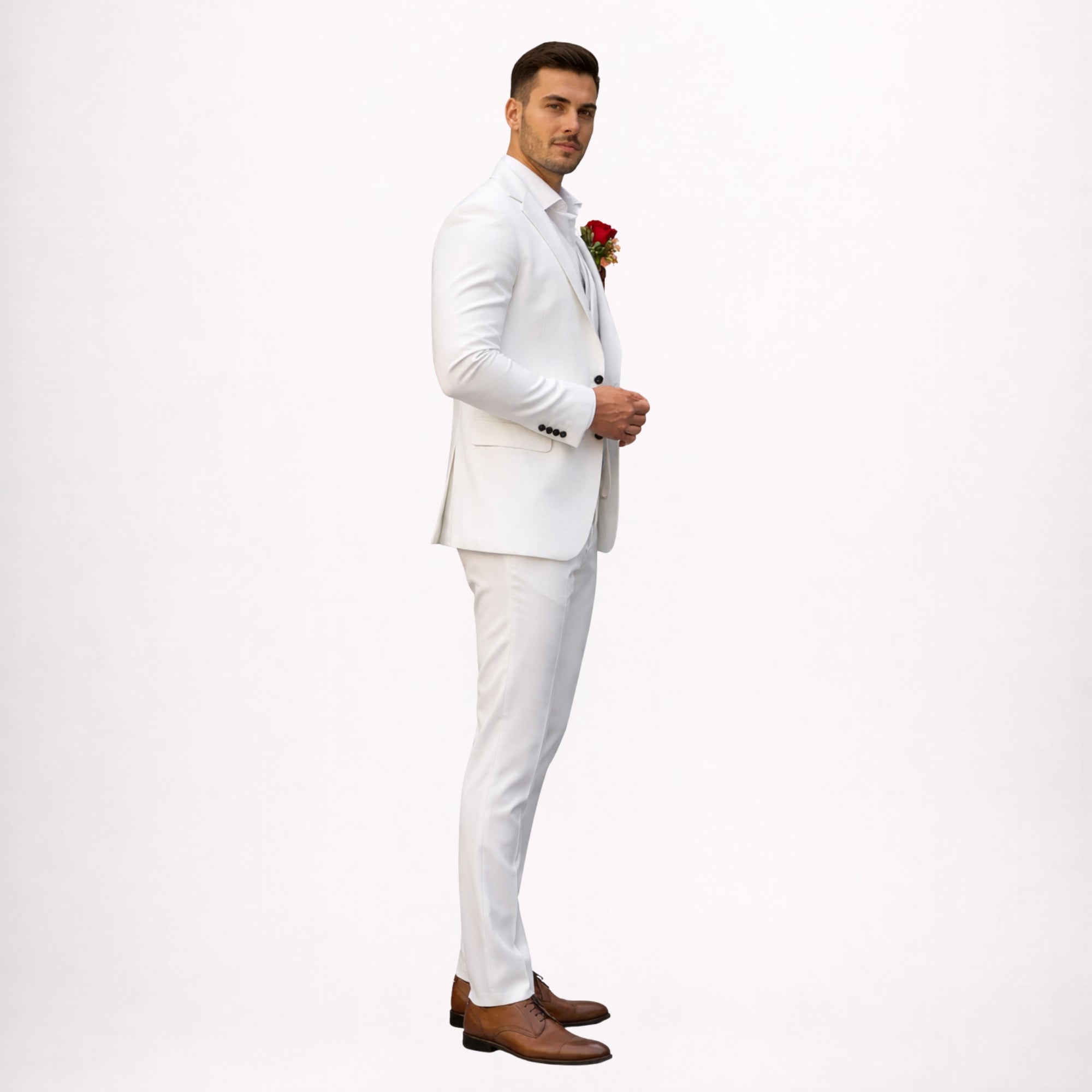 White Slim Fit Wedding Suit