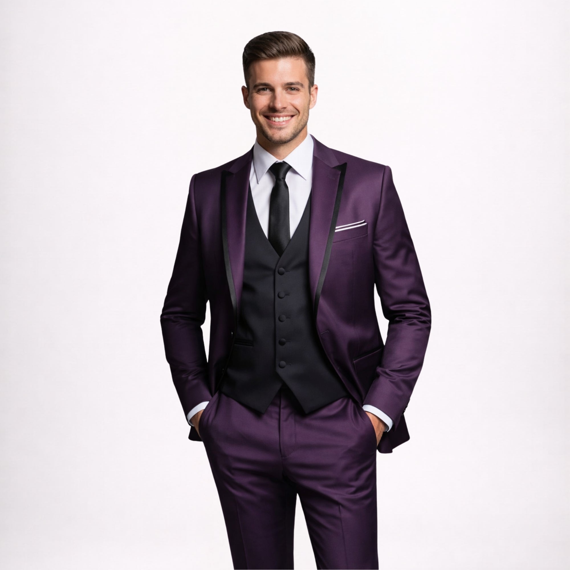 Luxury Purple Groom Suit