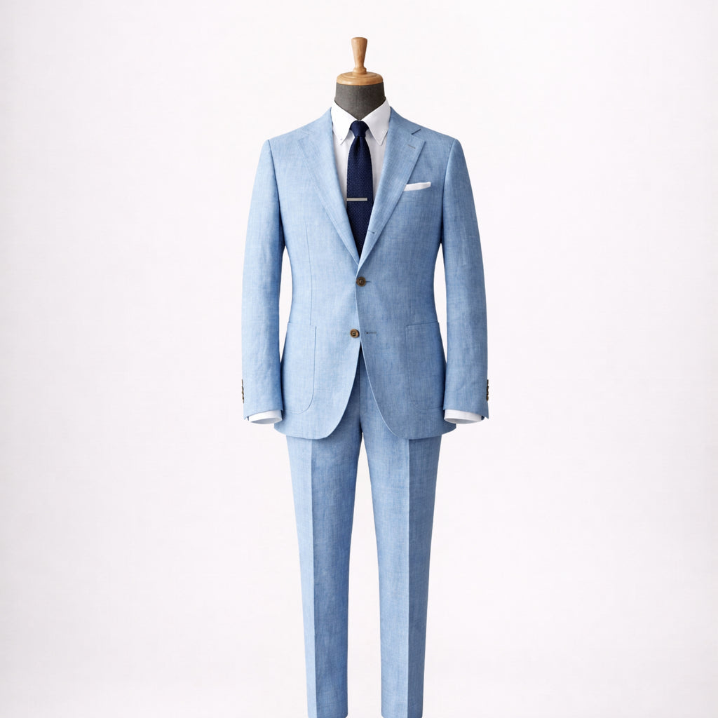 Mens Sky Blue Linen Suit