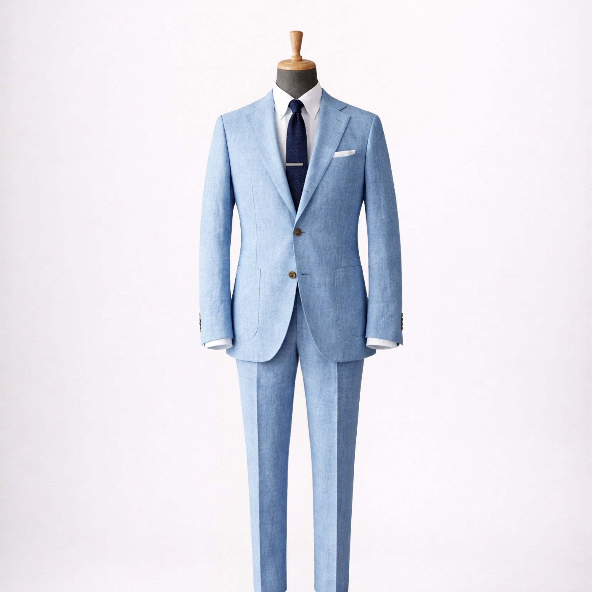 Mens Sky Blue Linen Suit
