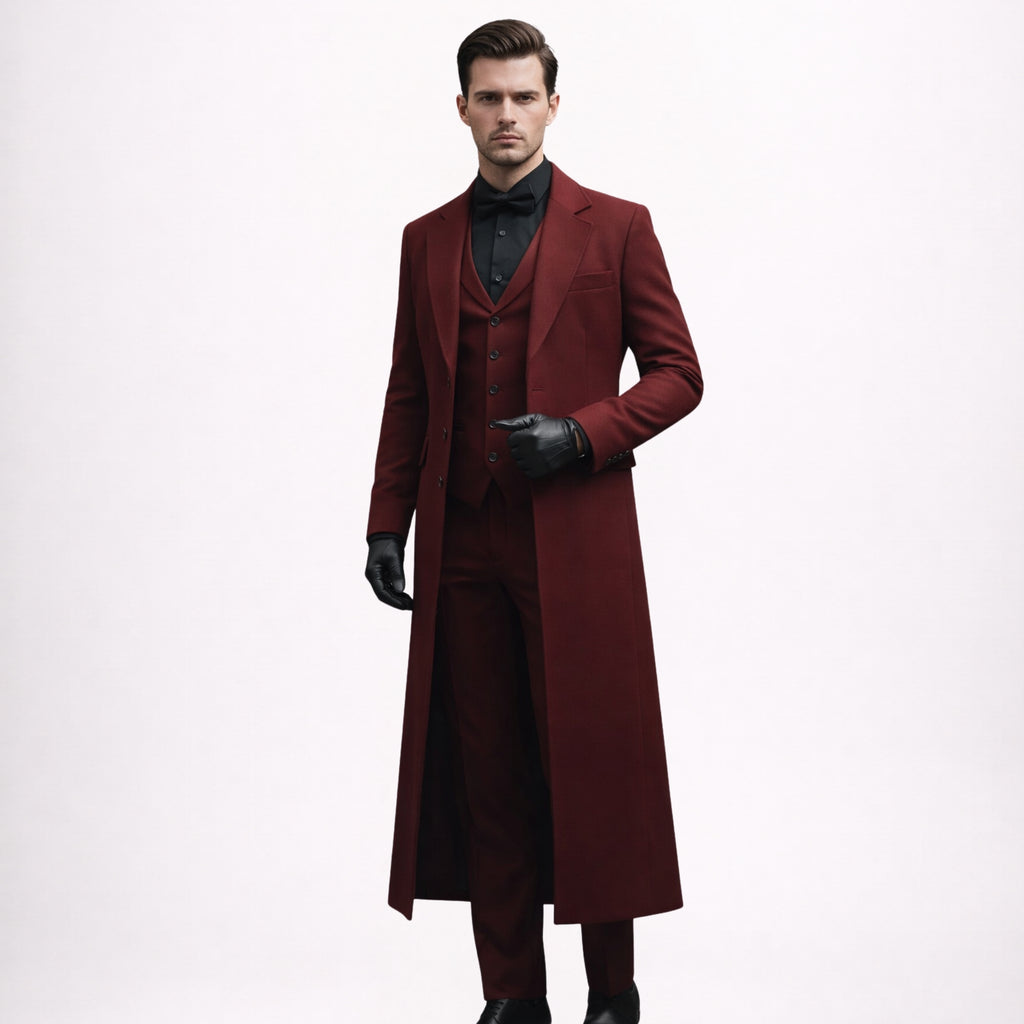 Men’s Burgundy Long Tailcoat