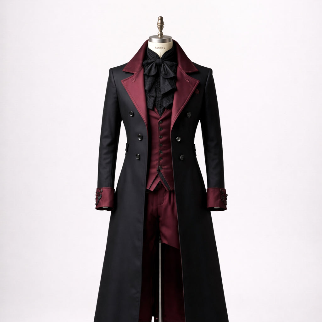 Black Clergy Cassock with White Cross Embroidery