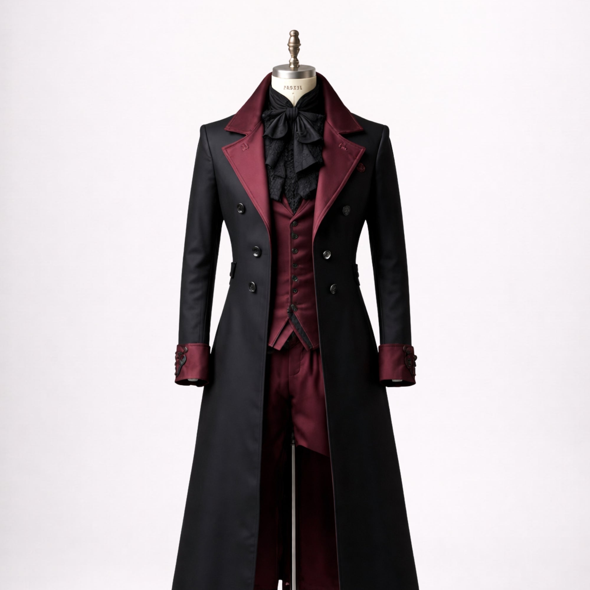 Black Clergy Cassock with White Cross Embroidery