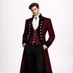 Burgundy Tailcoat Steampunk Outfit 3 Piece Suit