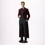 Mens Burgundy Velvet Tailcoat Victorian Suit