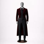 Mens Burgundy Velvet Tailcoat Victorian Suit