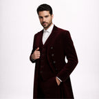 Burgundy Velvet 3 Piece Suit