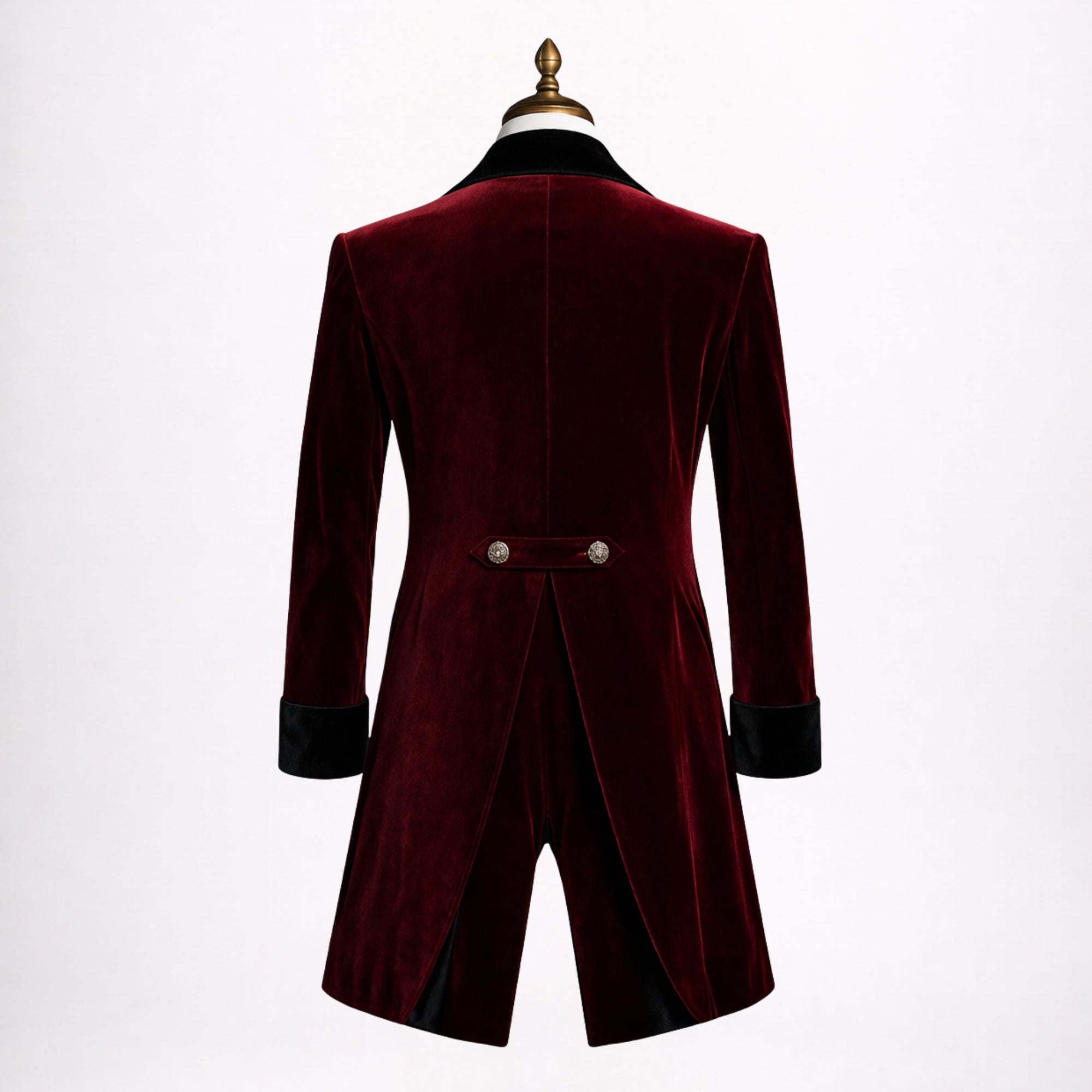 Burgundy Velvet Frock Coat Suit Men