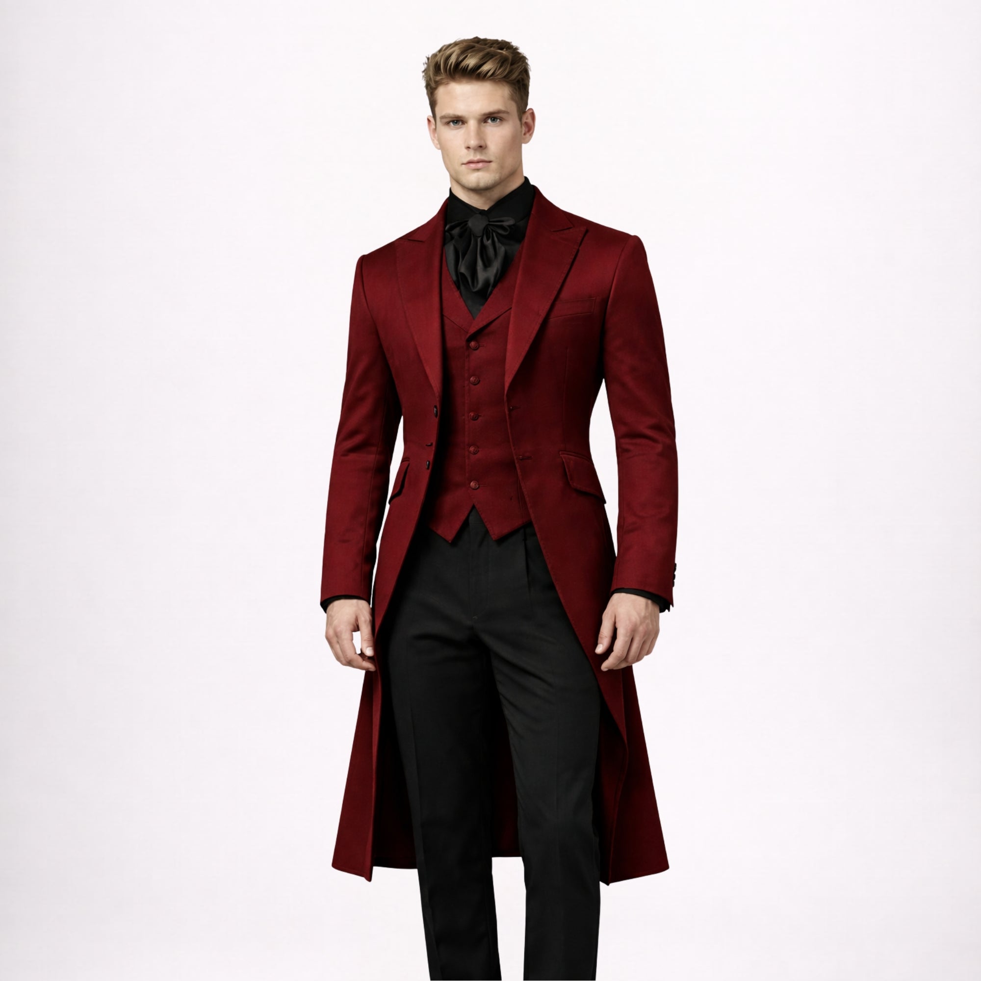 Men’s Red Victorian Suit with Tailcoat