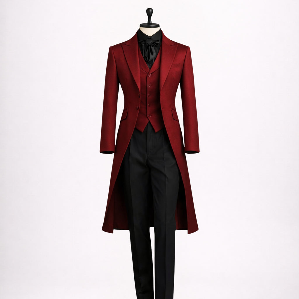 Men’s Red Victorian Suit with Tailcoat
