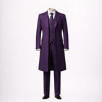 Purple Three Piece Suit with Long Overcoat Groom