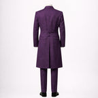 Purple Three Piece Suit with Long Overcoat Groom
