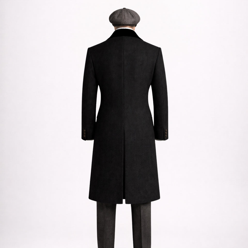 Tweed Three Piece Suit with Black Overcoat