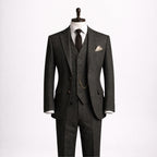 Tweed Three Piece Suit with Black Overcoat