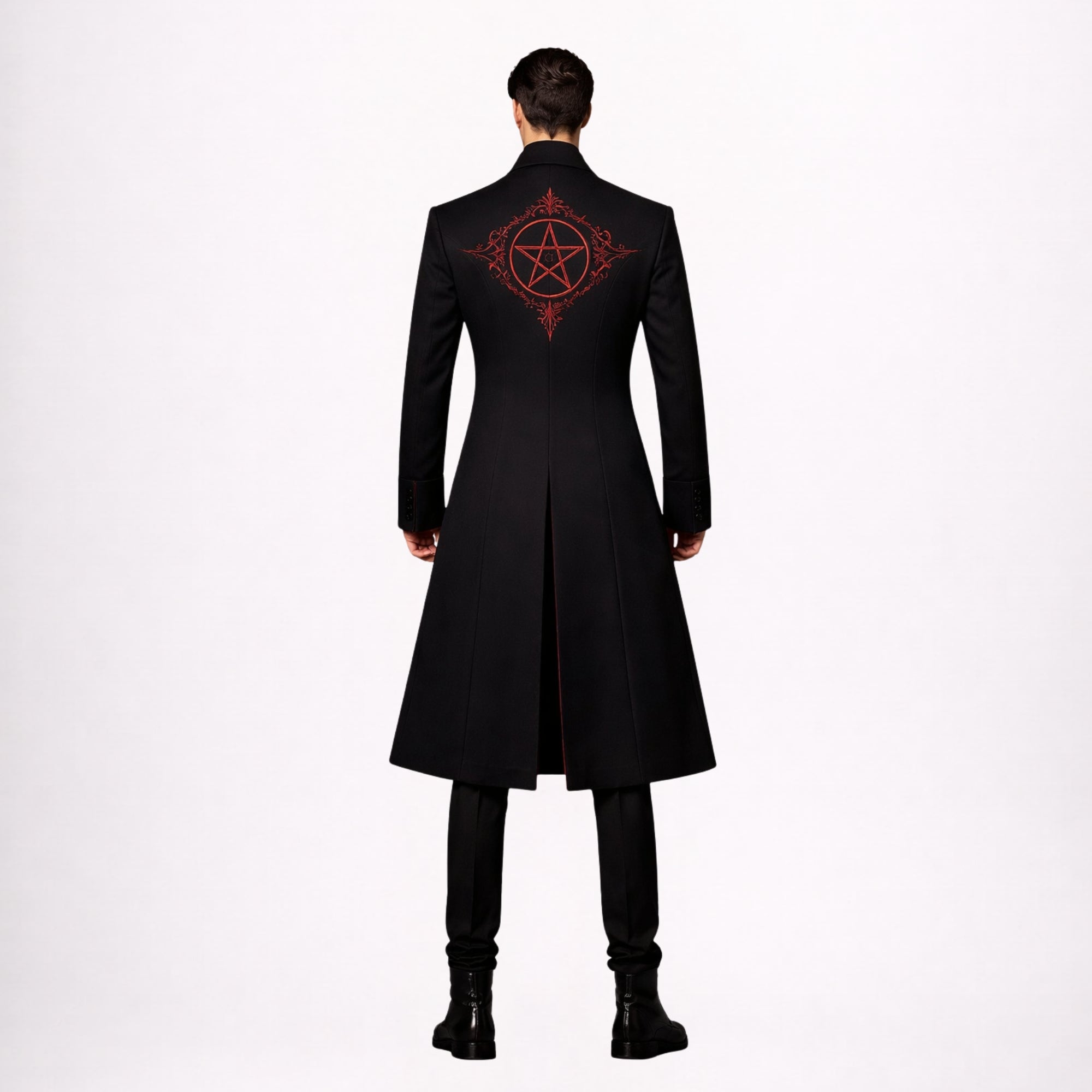 Black Red Gothic Victorian Tailcoat for Men