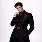 Black Red Gothic Victorian Tailcoat for Men