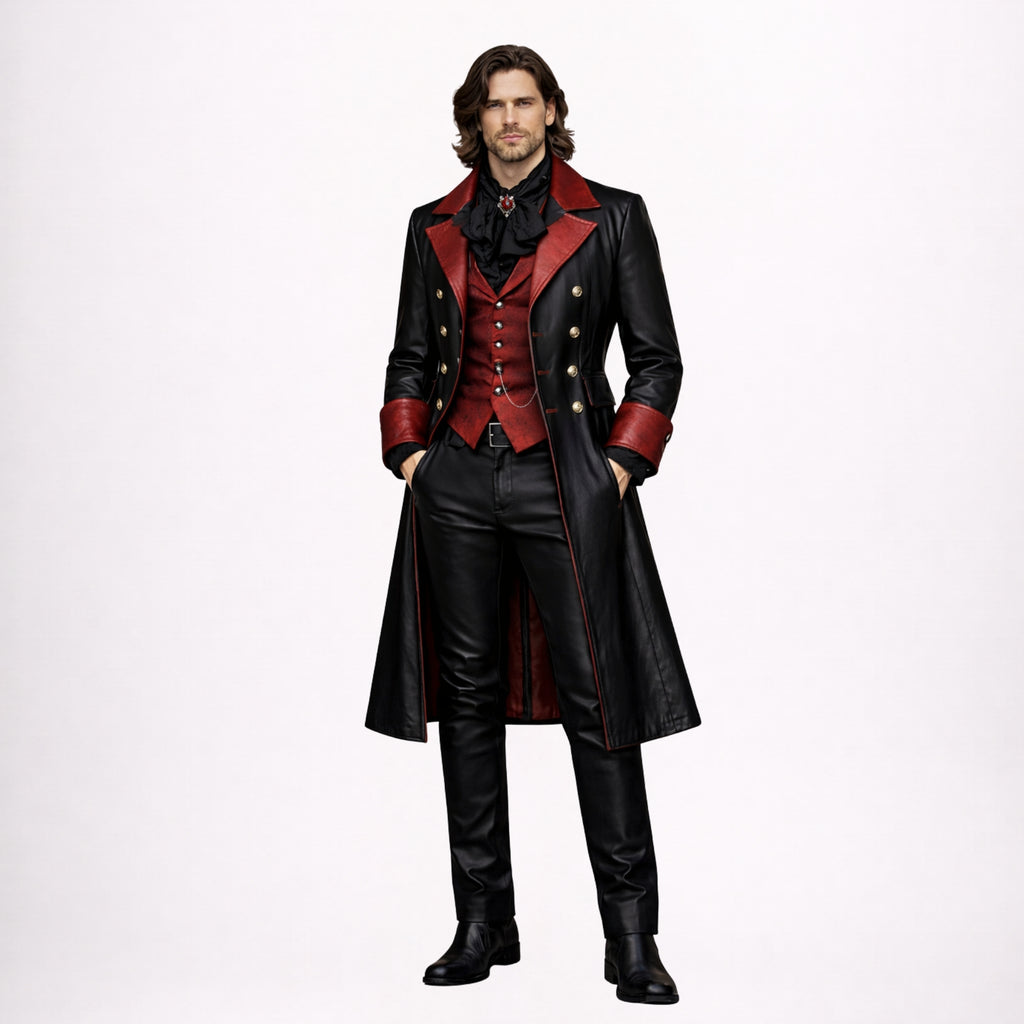 Steampunk Gothic Leather Tailcoat for Men