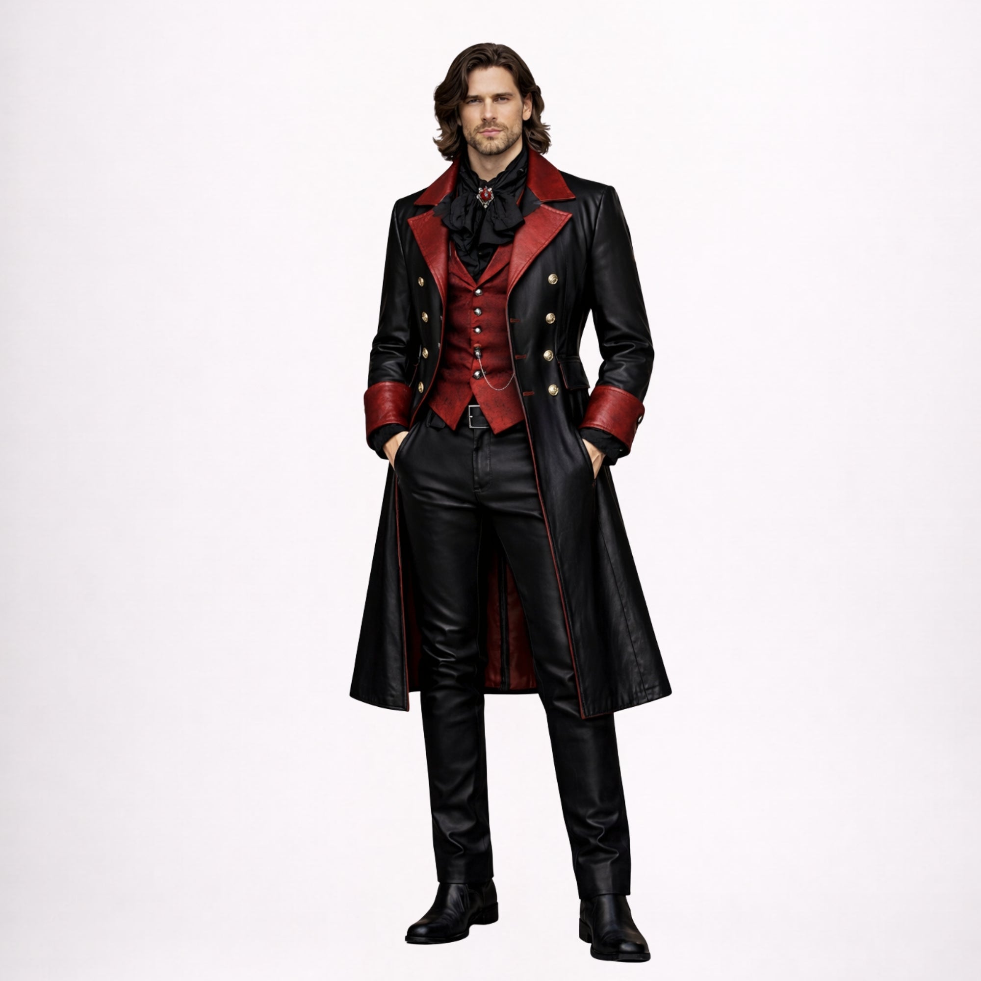Steampunk Gothic Leather Tailcoat for Men