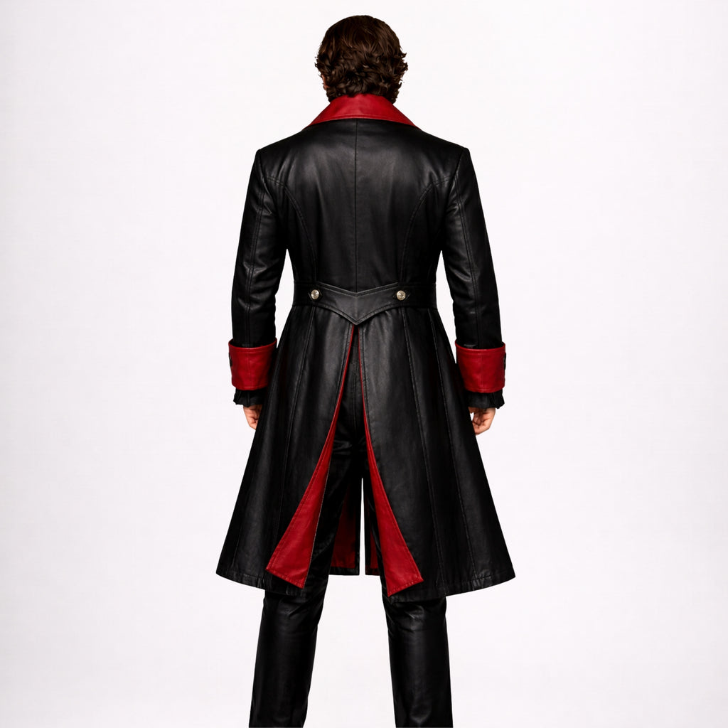 Steampunk Gothic Leather Tailcoat for Men