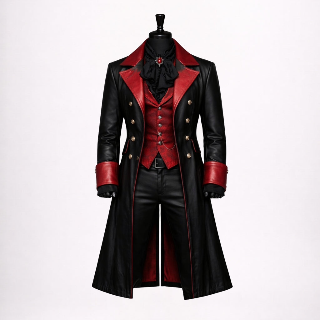 Steampunk Gothic Leather Tailcoat for Men