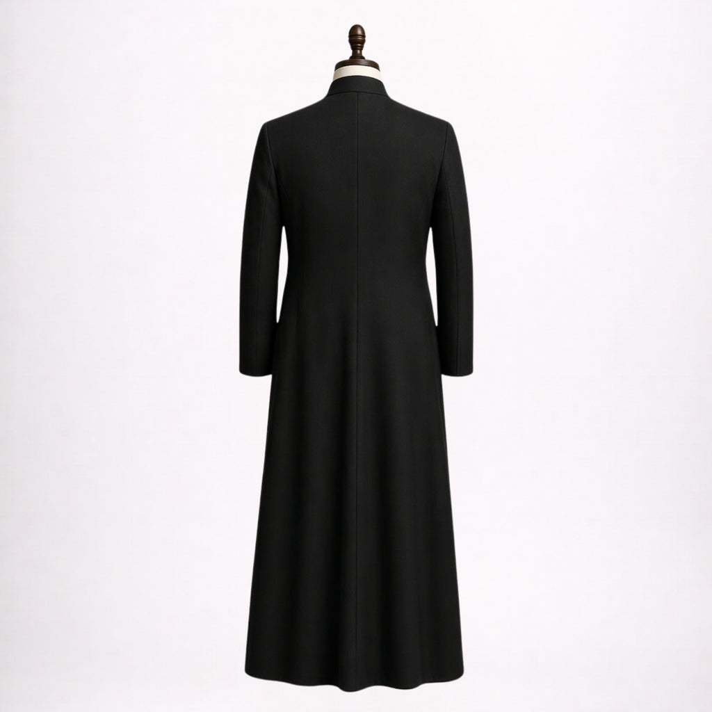 Black Clergy Cassock with White Cross Embroidery