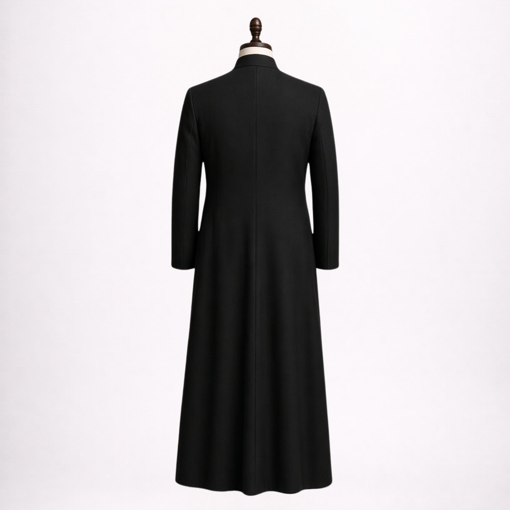 Black Clergy Cassock with White Cross Embroidery