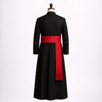 Black Roman Cassock with Red Buttons & Sash