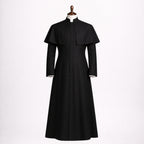 Traditional Black Cassock Robe with Capelet