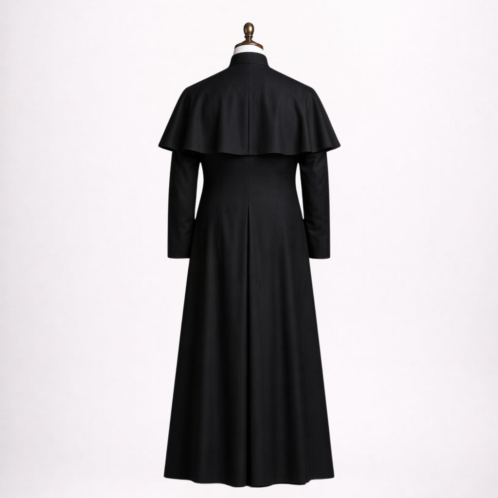 Traditional Black Cassock Robe with Capelet