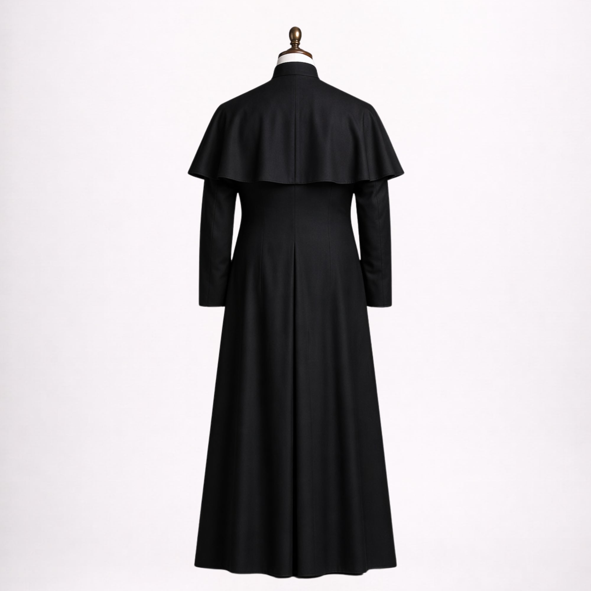 Traditional Black Cassock Robe with Capelet