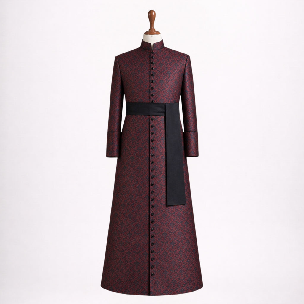 Red Gothic Cassock Robe Mens Victorian Priest Coat