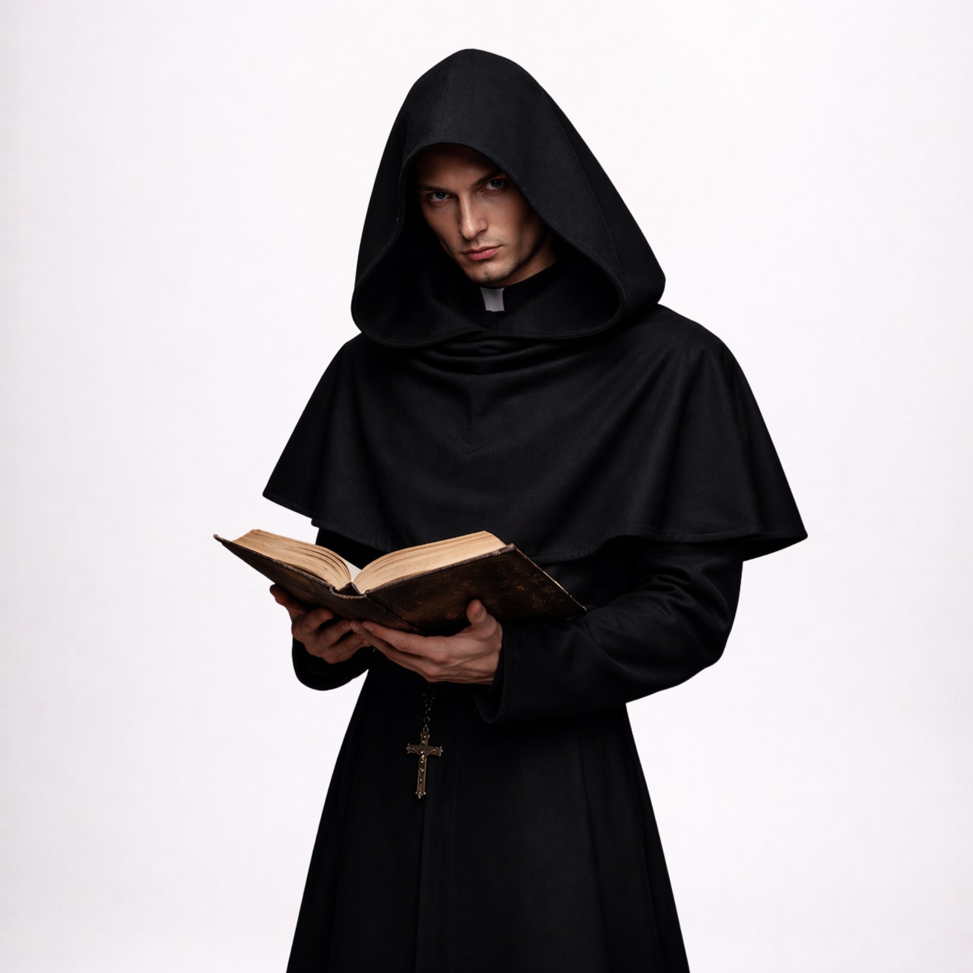 Black Hooded Clergy Robe for Men