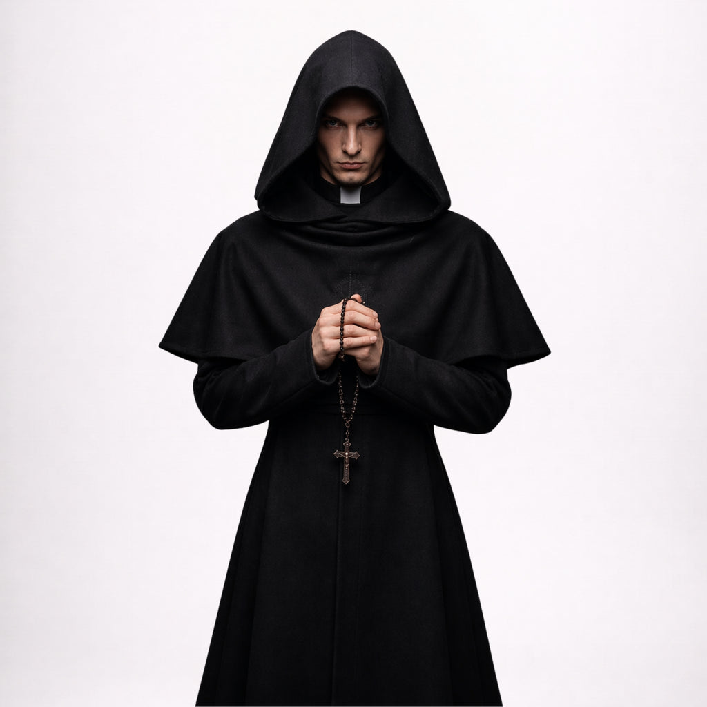 Black Hooded Clergy Robe for Men