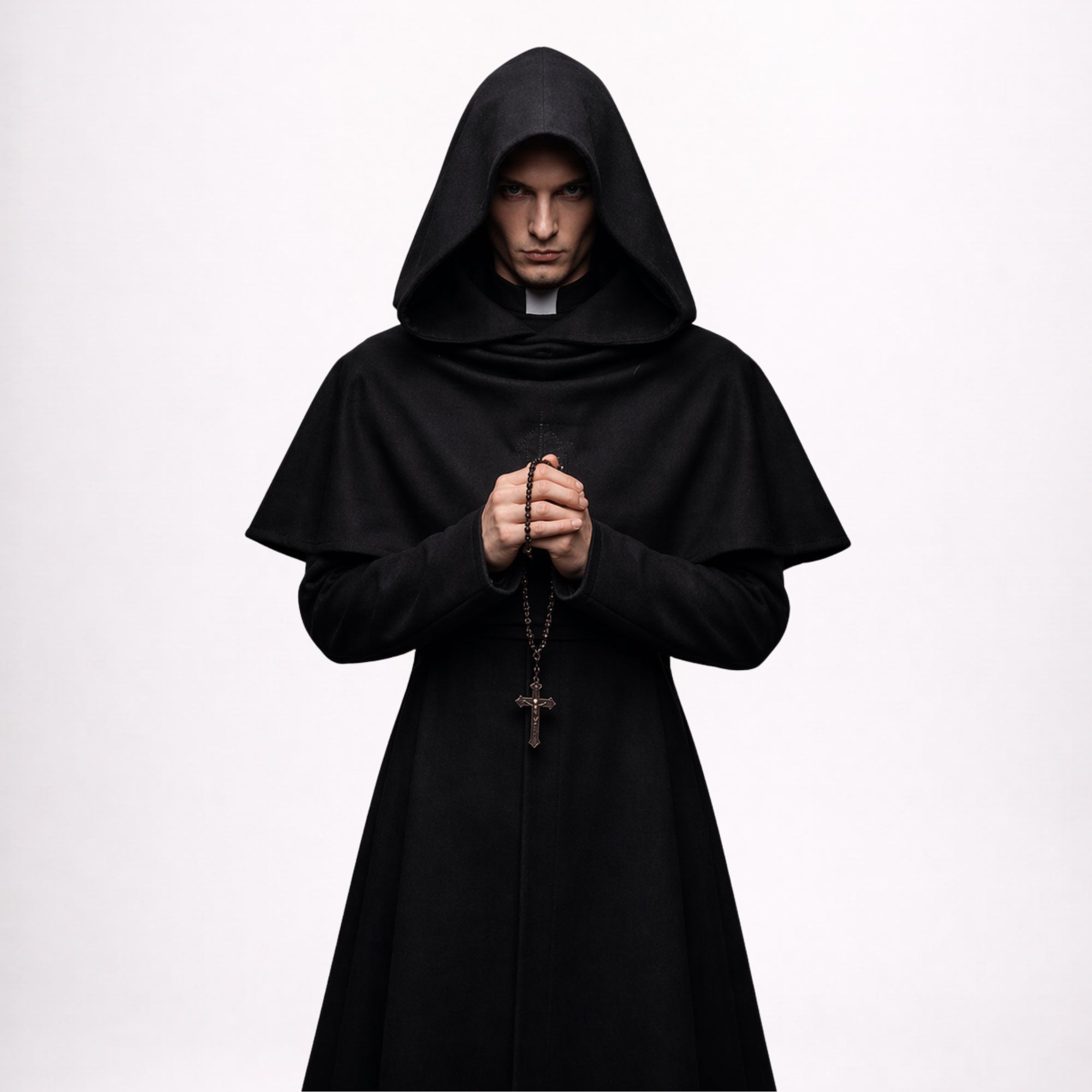 Black Hooded Clergy Robe for Men