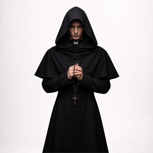 Black Hooded Clergy Robe for Men
