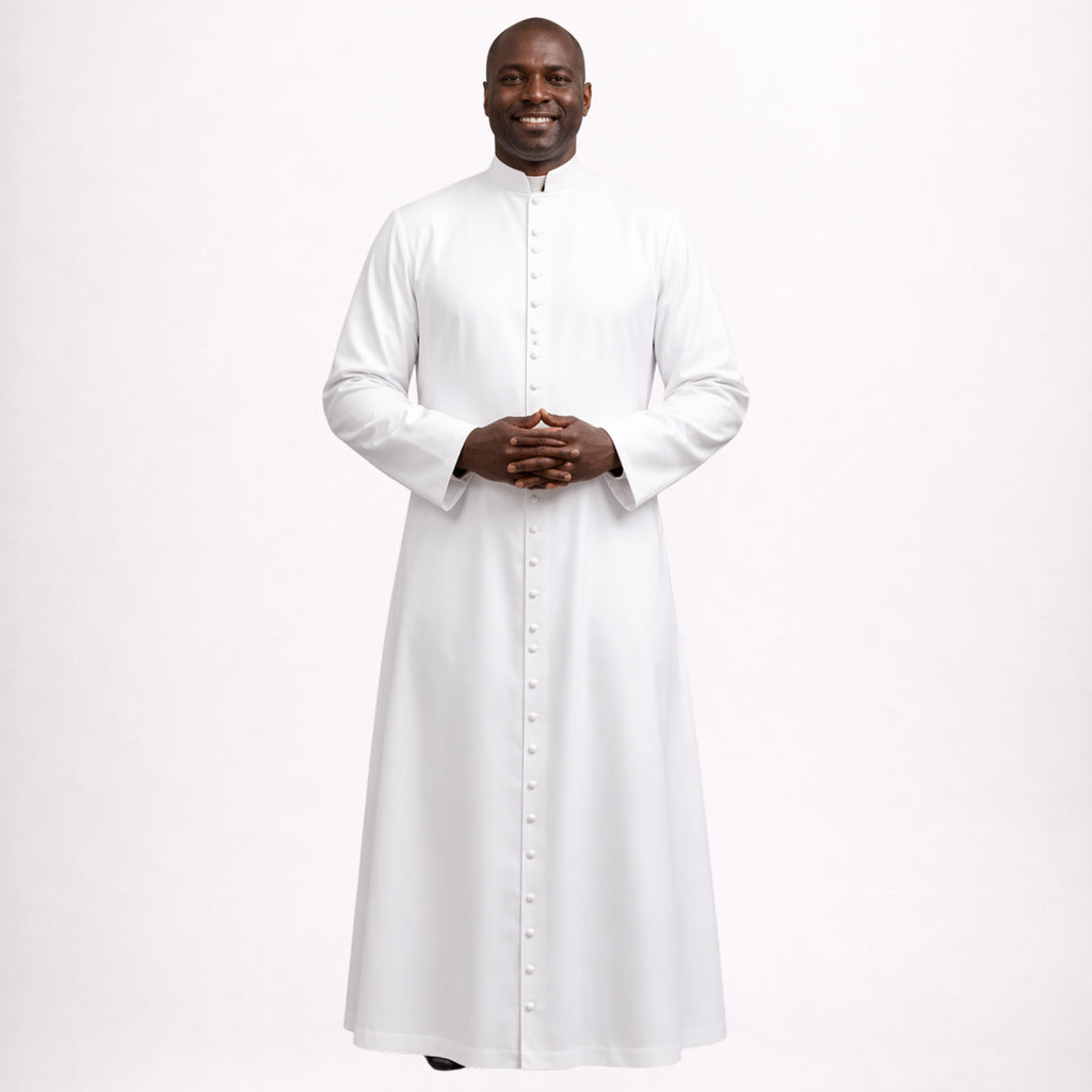 Pure White Catholic Cassock for Priest