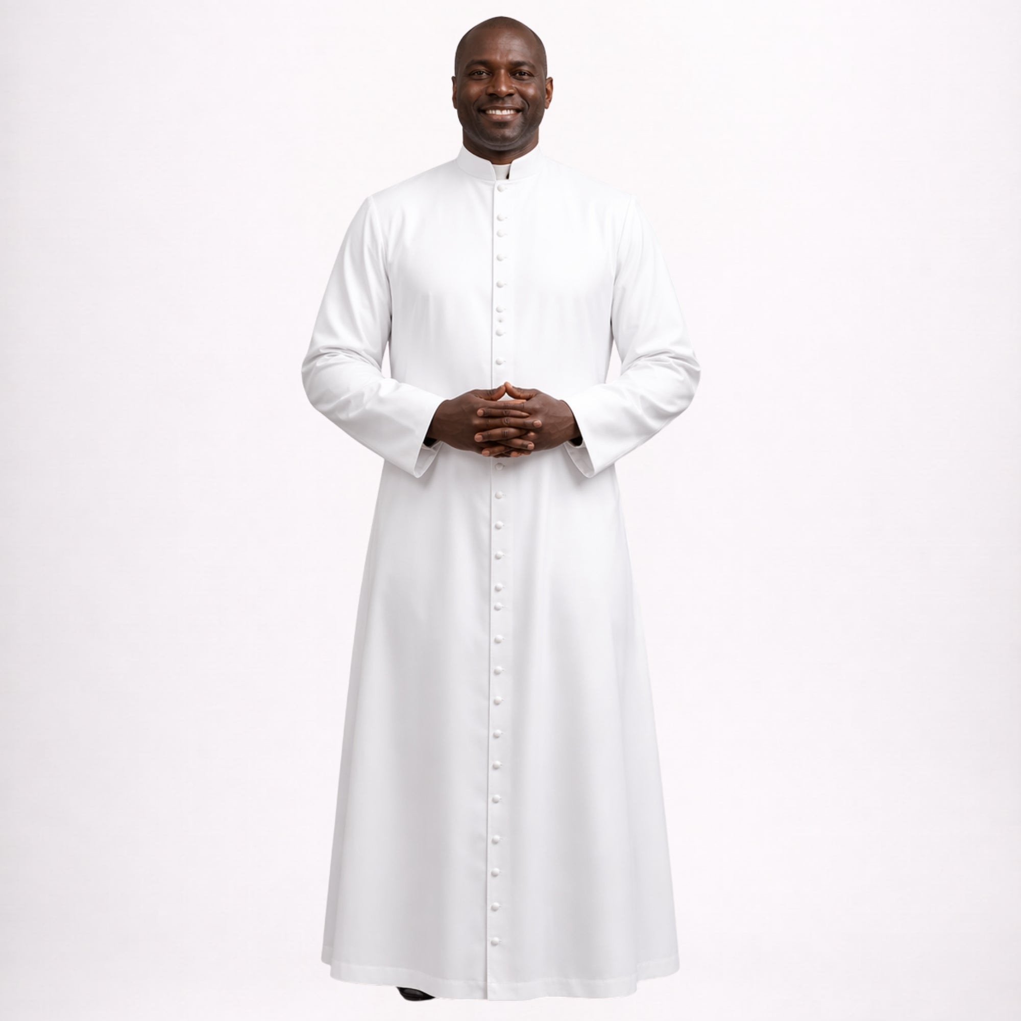 Pure White Catholic Cassock for Priest