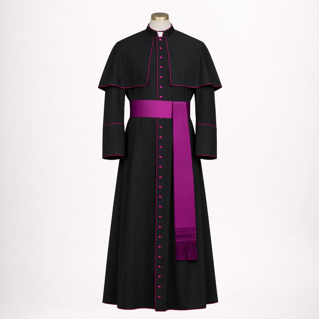 Magenta Trim Catholic Cassock for Priest