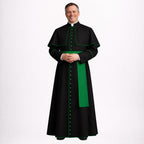 Black Priest Cassock with Green Trim