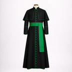 Black Priest Cassock with Green Trim