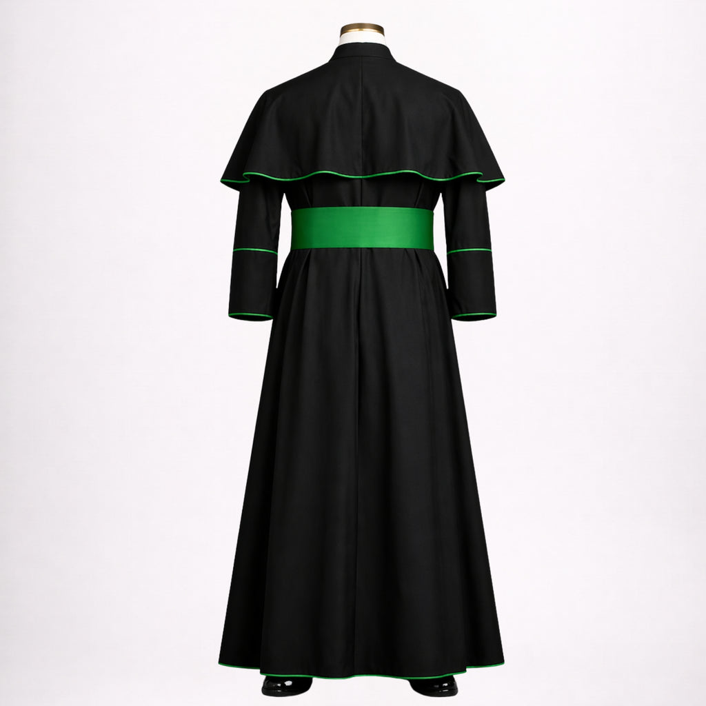 Black Priest Cassock with Green Trim