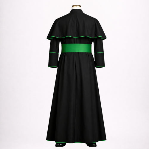 Black Priest Cassock with Green Trim