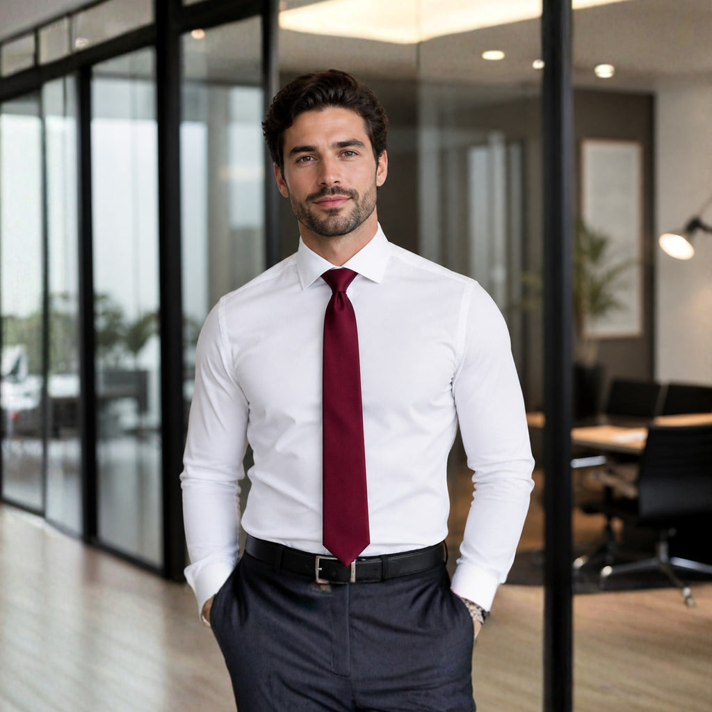 Burgundy Solid Color Men’s Tie