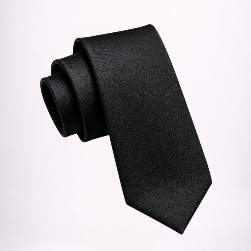 Black Solid Color Men’s Tie